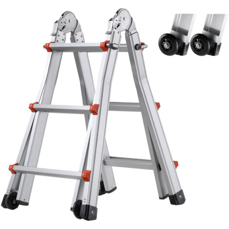 Mophorn 10 FT Scala Telescopica A-Frame, Scala Estensione Compatta in Alluminio, Scala Multifunzione Pieghevole per Camper per Casa, Scale, Interni/Esterni, Carico 330 libbre, Argento