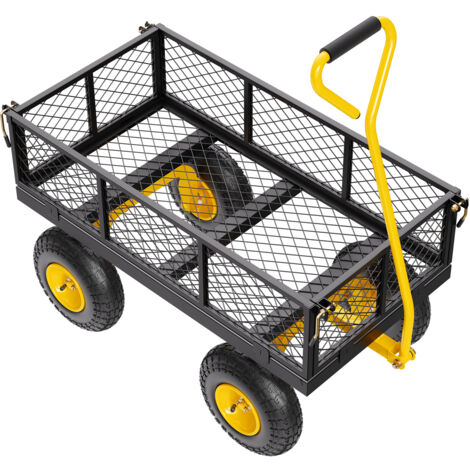 Mophorn Carrello da giardino in acciaio da 500 libbre, carro per impieghi gravosi con pneumatici da 10" per tutti i terreni, lati in rete rimovibili, maniglia girevole a 180°