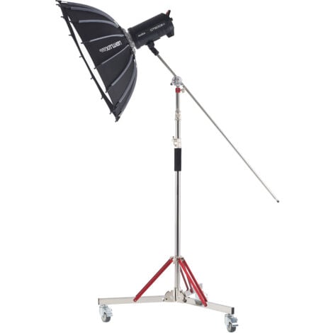 Supporto Luci GYMAX Regolabile - Fino A 16 Luci, Altezza 180-350 Cm, Base A Tre Gambe In Acciaio, Nero - Foto 6