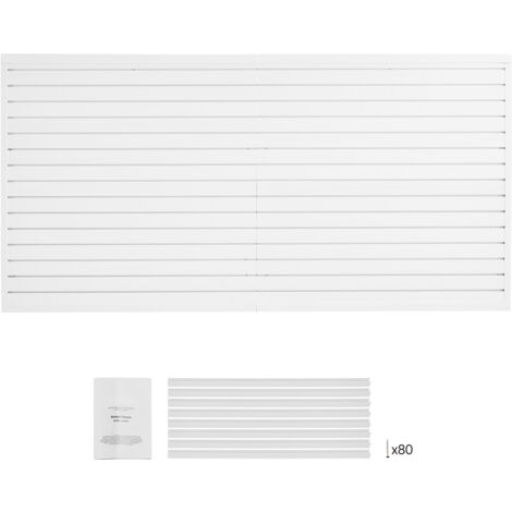 Mophorn Pannello per parete in doghe di PVC 8x4 ft, bianco con accessori. Parete in doghe regolabile e facile da installare con struttura di accoppiamento e taglio fai da te