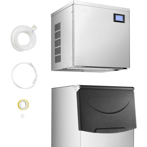 Mophorn Testa di macchina per ghiaccio commerciale in acciaio inox 565 x 560 mm, con funzione autopulente e produzione di cubetti di ghiaccio, unità modulare, solo testa