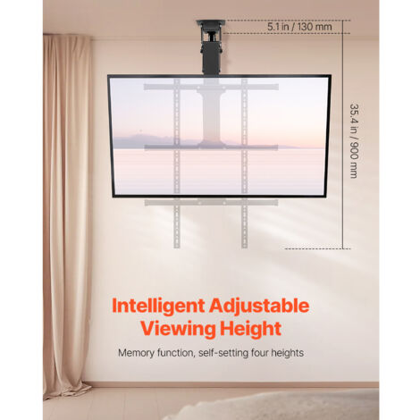 Supporto TV Da Soffitto Regolabile E Inclinabile Per TV 43-86 Pollici – Full Motion Fino A 60 Kg, Altezza Variabile Da 485 A 925 Mm, Con Attacco VESA Universale