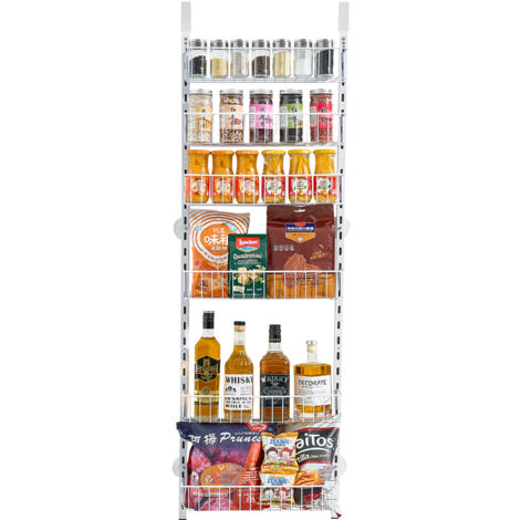 Moforoco Organizzatore per dispensa a 8 livelli, organizer per dispensa e stoccaggio, cestino nero da appendere a parete, portaspezie, mensole per condimenti, casa e cucina, lavanderia, accessori