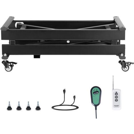 Mophorn Tavolo Elevatore Elettrico con Capacità di 150 kg, Meccanismo a Forbice Singola, Altezza Regolabile da 200 a 710 mm, Piattaforma di Sollevamento con 4 Ruote, Colore Nero