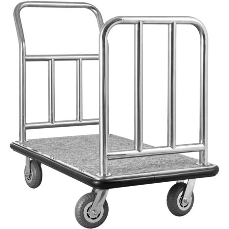 Mophorn Carrello Portavaligie per Hotel, Capacità di Carico 340 kg, Struttura con Telaio Rimovibile, Superficie in Moquette Grigia e Ruote in Gomma da 152,4 mm, Ideale per Hotel, Condomini e Resort (1/5)