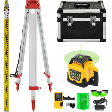 Mophorn Kit laser rotante verde 500 m di portata, treppiede da 1,65 m, asta di livello laser da 5 m, costruzione in alluminio