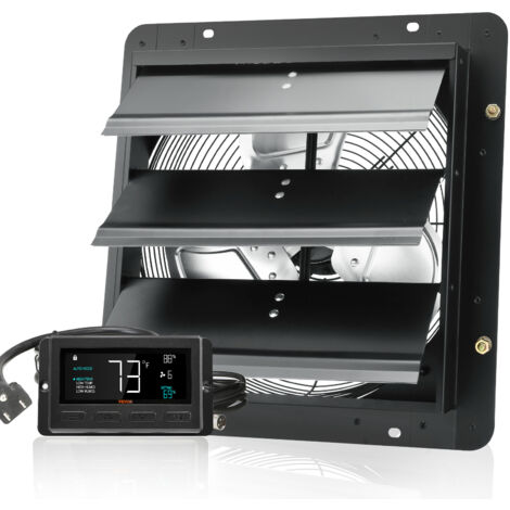 Mophorn Otturatore da 356 mm Ventilatore di scarico, motore EC 1024 CFM, velocità variabile montaggio a parete con regolatore di temperatura e umidità, ventilazione per serre, garage, capannoni