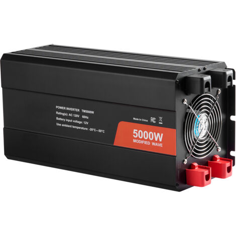 Mophorn Invertitore a onda sinusoidale modificata da 5000 W, da CC 12 V a CA 230 V, 2 prese CA, 2 USB, 1 porta di tipo C, display LCD, telecomando per elettrodomestici, certificato CE FCC (1/5)