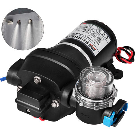 Pompa a Membrana dell'Acqua per Camper 12 V CC 4,5 L/min, Pompa dell' Acqua a Membrana Autoadescante a 2 Camere Pressione max. 80 PSI, per Camper, Roulotte, Barche, Irrigazione Giardino | IT