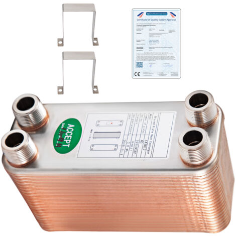 Mophorn Scambiatore di calore, porte MNPT da 3/4”, scambiatore di calore a 40 piastre in acciaio inox 316L brasato, refrigeratore a piastre per riscaldamento idronico