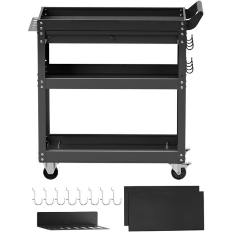 Mophorn Carrello Portautensili a 4 Ripiani con Ruote, Capacità di Carico 160 kg, Carrello da Lavoro con Cassetto e Pannello Forato, Organizzatore per Utensili Meccanici con Sistema di Bloccaggio