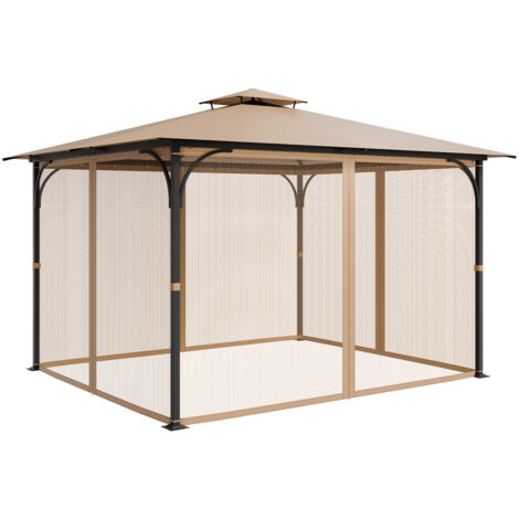 Mophorn Rete di ricambio per gazebo, tenda a rete per esterni, rete laterale a 4 pannelli con doppia cerniera, zanzariera per patio per protezione dagli insetti (solo rete) (1/5)