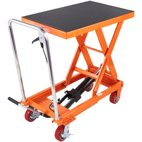 Mophorn Carrello elevatore idraulico, capacità 1100 libbre, altezza di sollevamento 35,4", elevatore a forbice manuale con 4 ruote, cuscinetto antiscivolo per la movimentazione dei materiali