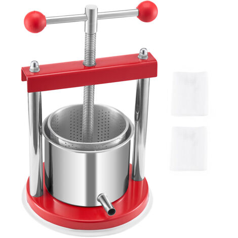 Mophorn Pressa Manuale per Vino e Frutta con Cesto in Acciaio Inox 1,65L, Spremiagrumi Manuale per Sidro, Mele, Uva, Tintura, Miele, Olio d'Oliva per Uso Domestico e Cucina