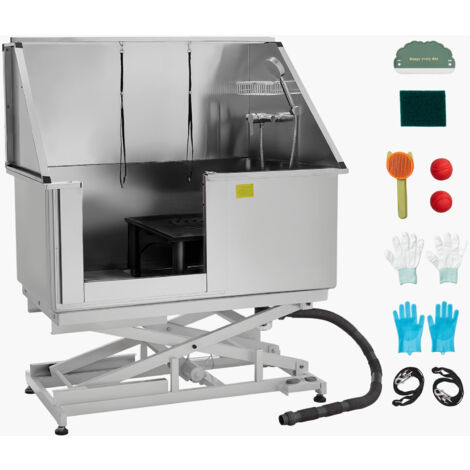 Mophorn Stazione di Lavaggio per Cani con Sollevamento Elettrico, Vasca in Acciaio Inox da 127 cm con Filtro per Acqua, Adatta a Diversi Animali Domestici, Porta Sinistra (1/5)