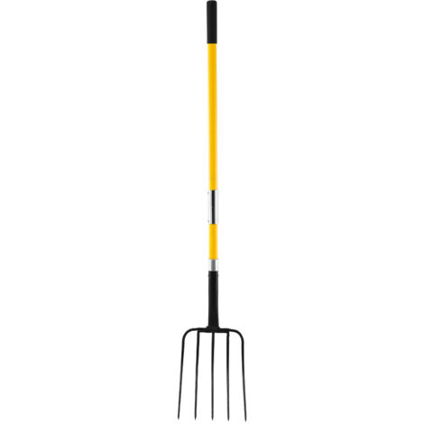 Mophorn Forca da giardino a 5 punte con manico in fibra di vetro, utensile resistente da 1450 mm con impugnatura a Y, ideale per fieno e compostaggio, realizzata in acciaio forgiato.