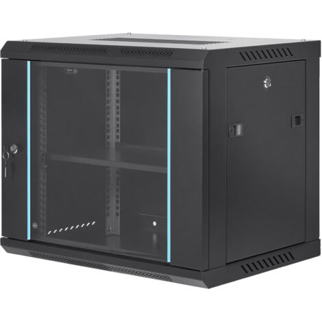 NavePoint Rack de servidores 9U con puerta batiente, rack de montaje en pared para equipos de TI y AV de 19 pulgadas, 24 pies de profundidad, color negro