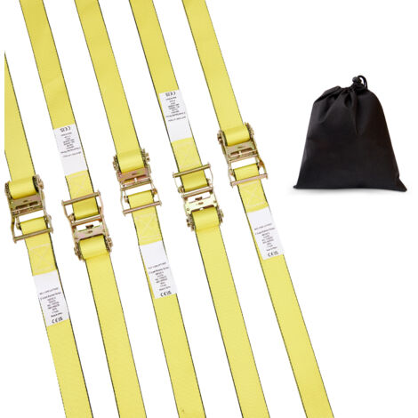 Kit Cinghie di Ancoraggio per Auto, Cinghie per Pneumatici 4x304,8 cm, Carico di Lavoro 2,5 T, Resistenza alla Rottura 5 T, per ATV, Moto, Furgone, SUV, UTV, Rimorchio | IT