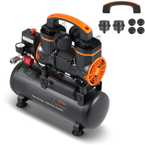 Mophorn Compressore d'aria da 2, 1 galloni, serbatoio senza olio da 1,2 CV, 2,2CFM a 90 PSI,pressione massima di 116 PSI, compressore ultra silenzioso da 70dB per riparazioni auto, gonfiaggio