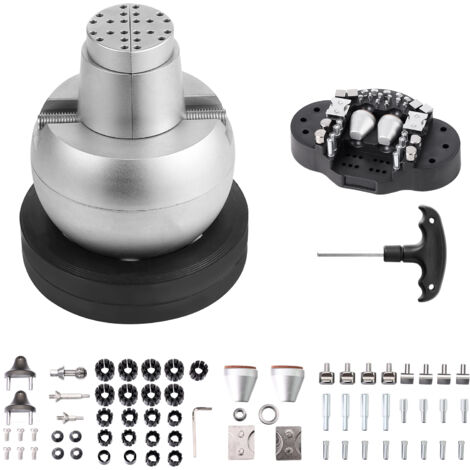 Mophorn Morsa a sfera: Strumento di regolazione per incisioni di 5" con rotazione a 360°. 69 pezzi di accessori per intarsi di gemme e incisioni su piccola scala. Blocco standard per la produzione
