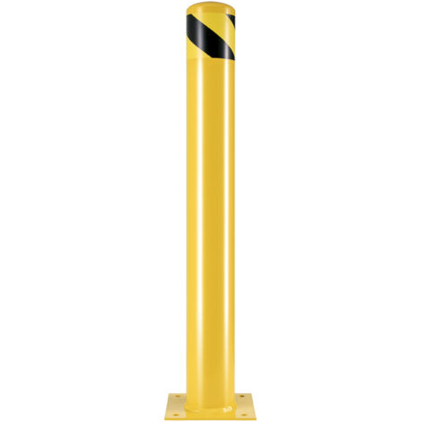 Mophorn Palo di Sicurezza Barriera di Sicurezza 4-1/2", Tubo Giallo con Rivestimento in Polvere Barriera di Sicurezza in Acciaio con 4 Bulloni di Ancoraggio per Traffico
