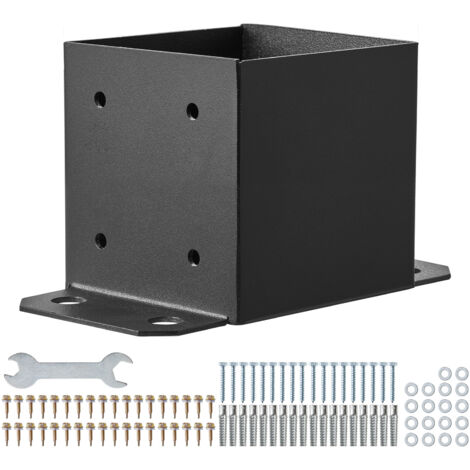 Mophorn Confezione di Supporti 4 Pezzi per Pali in Legno 152 x 152mm, Kit Base per Pali Interni 142 x 142mm in Acciaio a Carbonio per Ancoraggio Pali in Legno Ringhiere, Corrimano di Terrazze, Portici
