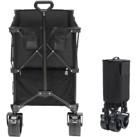 Mophorn Carrello pieghevole a due piani, carrello pieghevole da 400 litri con ruote adatte a tutti i terreni, carrello pieghevole per impieghi gravosi, capacità di 450 libbre per campeggio