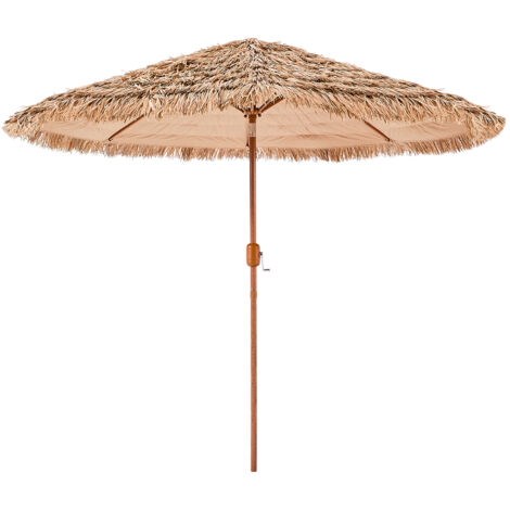 Ombrellone Da Giardino Orientabile 2,7 M – Colore Marrone, Copertura In Poliestere Resistente Al Sole E All'acqua. Apertura A Manovella, Palo In Ferro Smontabile. Per Patio, Piscina E Balcone. (Base Esclusa)