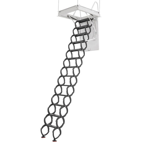 Mophorn Scala per Soffitta, Capacità di Carico 299,4 kg, Scala Pieghevole in Acciaio Legato per Soffitti Alti da 3,2 a 3,35 m, Dimensioni di Apertura 1000,76 x 698,5 mm con Asta di Trazione