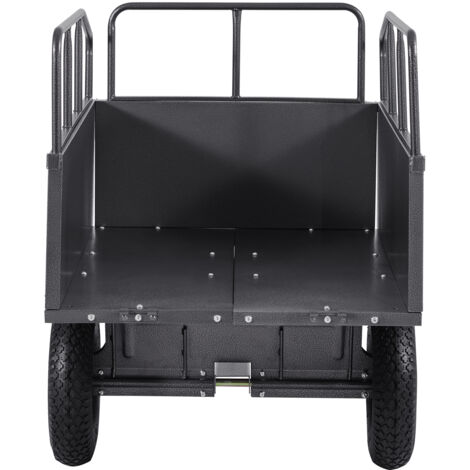Mophorn Rimorchio da Giardino con Capacità di 272,16 kg, Carrello Ribaltabile in Acciaio con Pneumatici da 40,64 cm, Utilizzabile Manualmente o a Pedale, Ideale per Trattorini Tosaerba