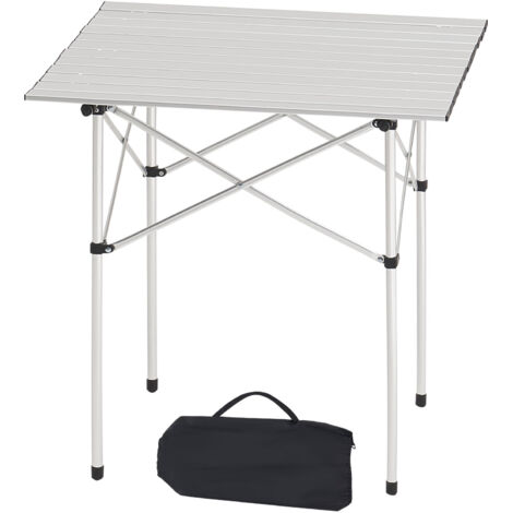 MophornTavolo Pieghevole da Campeggio, Tavolino Portatile in Alluminio Leggero con Borsa per il Trasporto, Ideale per Attività all'Aperto come Cucina, Picnic, Feste e Viaggi, Colore Argento (1/5)