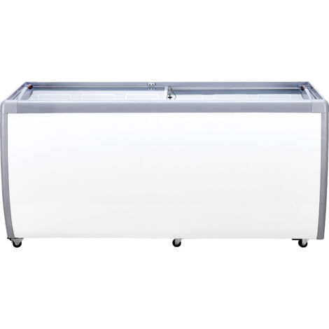 Mophorn Vetrina per Gelato Commerciale 1800 x 715 x 880 mm Congelatore Mobile 567 L Vetrina, 8 Grandi Contenitori, 2 Porte Scorrevoli in Vetro, Ruote di Bloccaggio, Bianco