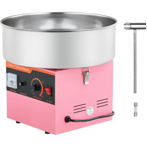 Mophorn Macchina per Zucchero Filato Commerciale, Elettrodomestico da Cucina 1000 W con Ciotola in Acciaio Inox da 38 cm e Misurino per Zucchero, Ideale per Feste, Eventi e Carnevali, Rosa