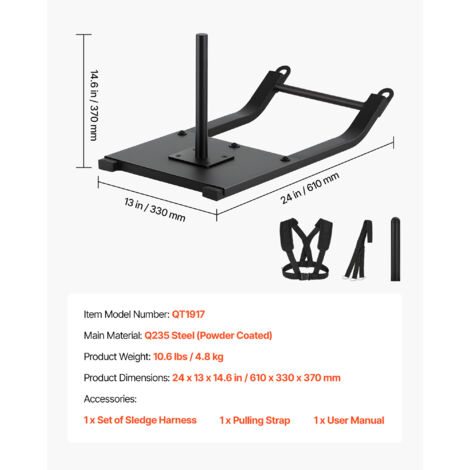 Slitta Pesi VEVOR Per Allenamento Forza – Capacità 125 Kg – Unisex – Con Imbracatura Imbottita