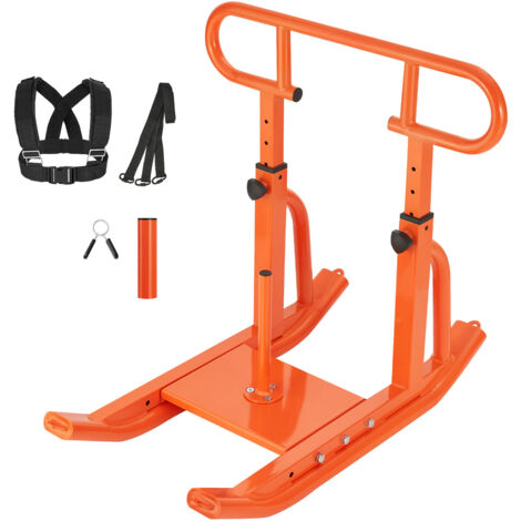Mophorn Slitta con pesi in acciaio per allenamento fitness, maniglia regolabile in altezza, attrezzatura per esercizi atletici per migliorare velocità, compatibile con dischi da 25/51 mm, arancione (1/5)