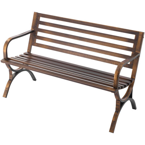 Panchina Da Giardino In Legno Stile Scandinavo - Resistente Alle Intemperie, Con Braccioli, Lunghezza 125cm, Colore Mogano - 5
