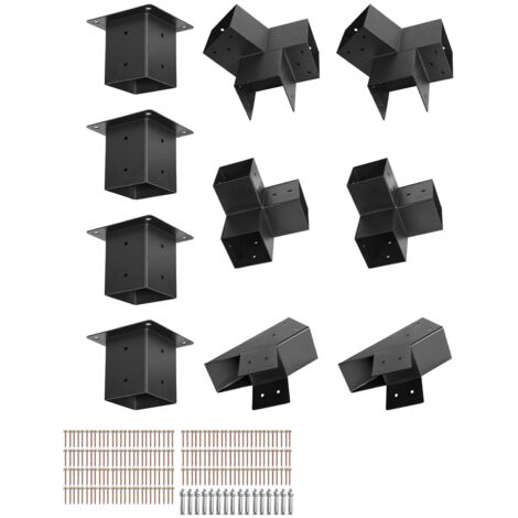 8 Staffe Portapali Per Rimorchio - Acciaio Q235B, Per Pali 5x10 Cm, Tasca Per Sponde Rimorchio, Pianale - 5