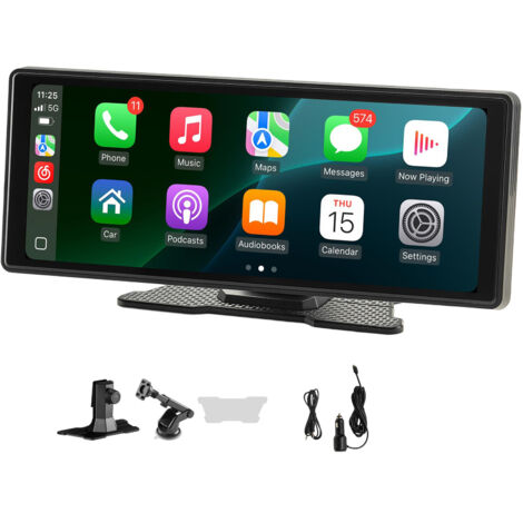 Mophorn Autoradio Wireless 254 mm, Radio Portatile con Schermo Touch, Compatibile con Apple CarPlay e Android Auto, Display per Auto con Controllo Vocale, Bluetooth e Navigazione GPS