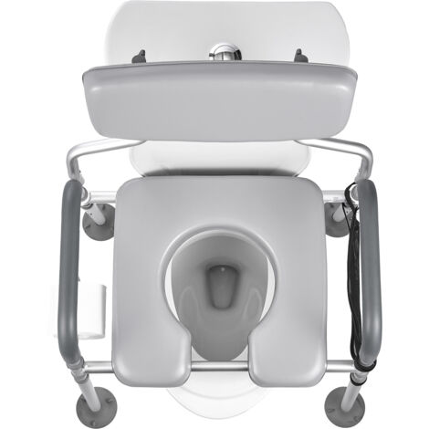 Mophorn Sedia comoda da comodino 4 in 1, capacità di 500 libbre, WC portatile con seduta e schienale imbottiti, secchio rimovibile da 5 litri, altezza e larghezza regolabili