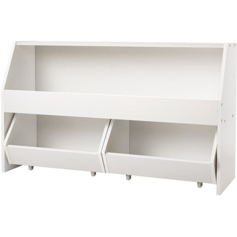 Mophorn Mobiletto di stoccaggio per giocattoli con contenitori, armadietto per bambini con 2 cassetti rimovibili, scaffale portaoggetti ideale per la camera da letto, colore bianco