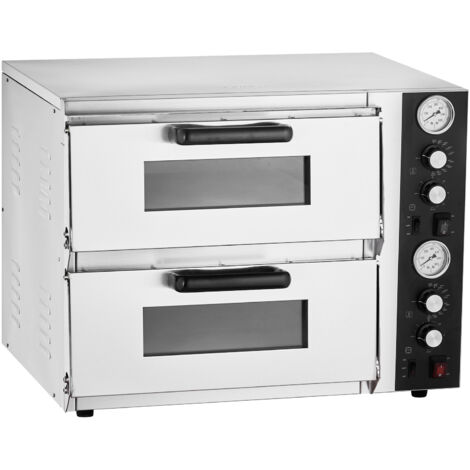 Mophorn Forno Elettrico per Pizza da 18 pollici, 2500+2500 W max. 450°C, Controllo di Tempo e Temperatura, Doppio Ripiano, Grill Multifunzione per Cottura