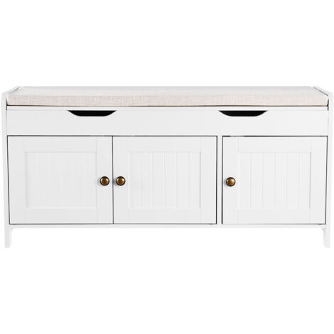 HOMEFORT Panca Portaoggetti Da Ingresso Con Seduta Imbottita E Ripiano Sollevabile - Legno E Metallo - 104 Cm