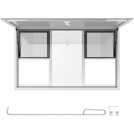 Mophorn Sportello per concessioni 152x92cm,sportello di servizio in lega di alluminio per food truck,sportello di servizio con supporto regolabile,pannelli scorrevoli,porta a tenda e gancio di traino (1/5)