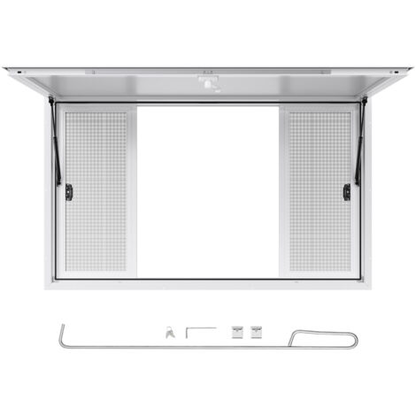 Mophorn Sportello per concessioni 152x92cm,sportello di servizio in lega di alluminio per truck,sportello di servizio con inclinazione di 85gradi con pannelli scorrevoli,porta a tenda gancio traino (1/5)