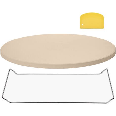 Mophorn Pietra per Pizza Rotonda in Cordierite 406 x 406 x 17 mm, Resistente al Calore, Ideale per Forni Domestici, Perfetta per Pane e Pizza, Completa di Supporto Stabile (1/5)