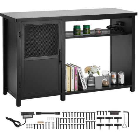 Mophorn Supporto per acquario 75 galloni, 52 x 19,7 x 32,3 pollici in acciaio e MDF, capacità di carico di 626 libbre, Supporto per acquario per rettili pannello di alimentazione incorporato, Nero