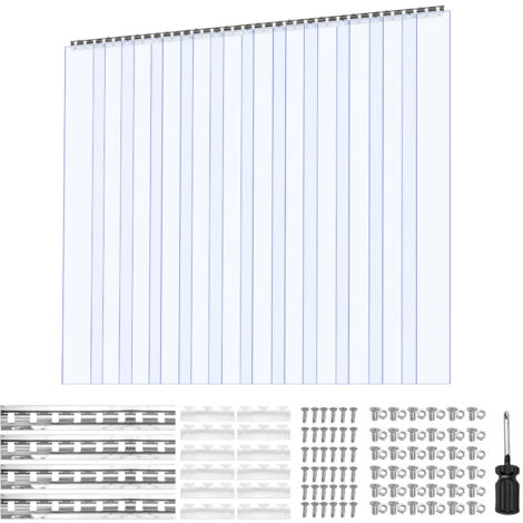 Mophorn Tenda a Strisce Trasparente, 2,1 x 1,8 m, Spessore 2 mm, 12 Strisce, Ideale per Congelatori e Refrigeratori, Strisce in Plastica Impermeabile per Porte di Magazzini, Celle Frigorifere (1/5)