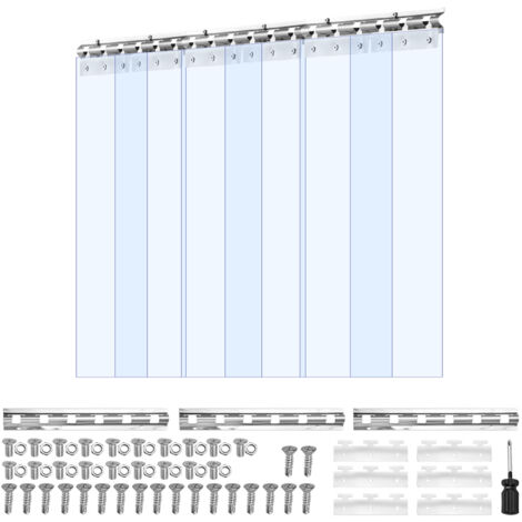 Mophorn Tenda a Strisce Trasparente, 2,1 x 0,96 m, Spessore 2 mm, 6 Pezzi, Ideale per Congelatori e Refrigeratori, Strisce Lisce in Plastica Termoisolante per Porte di Magazzini, Celle Frigorifere (1/5)