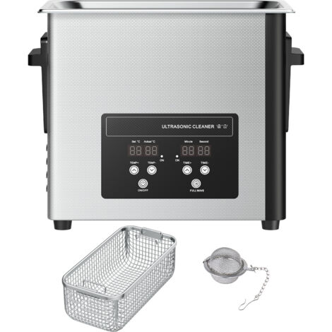 Mophorn Pulitore a ultrasuoni da 6 litri, dispositivo professionale per la pulizia con cestello e display digitale, realizzato in acciaio inox da 120 W e 40 kHz, ideale per orologi, rasoi e gioielli