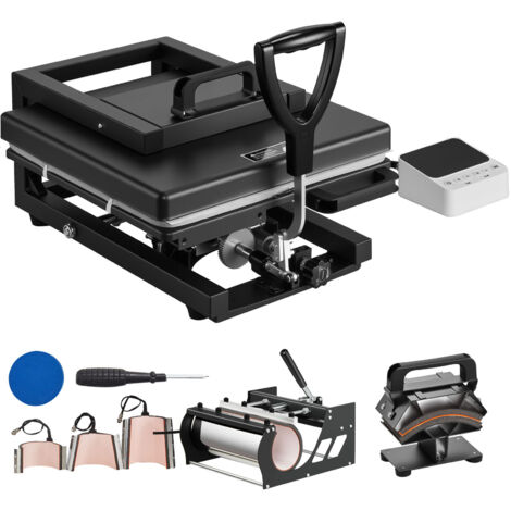 Mophorn Pressa a Caldo Multifunzione 38 x 38 cm 8 in 1, Macchina per Sublimazione e Trasferimento Termico su Magliette, Nero
